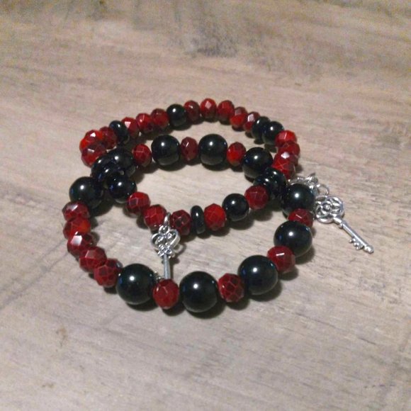 Black Tourmaline and Faceted Garnet Bracelets - Picture 1 of 5